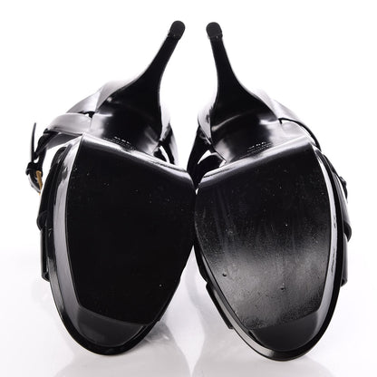 Saint Laurent Patent Tribute 105 Platform Sandals 38.5 Black 5 of 9