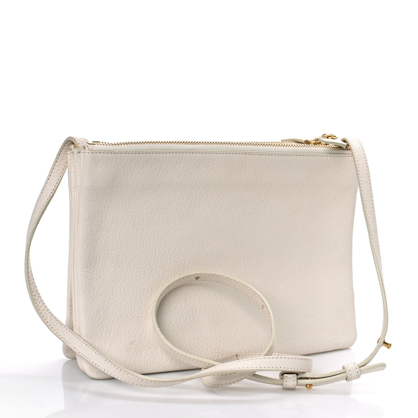 Goatskin Large Trio Crossbody Bag White