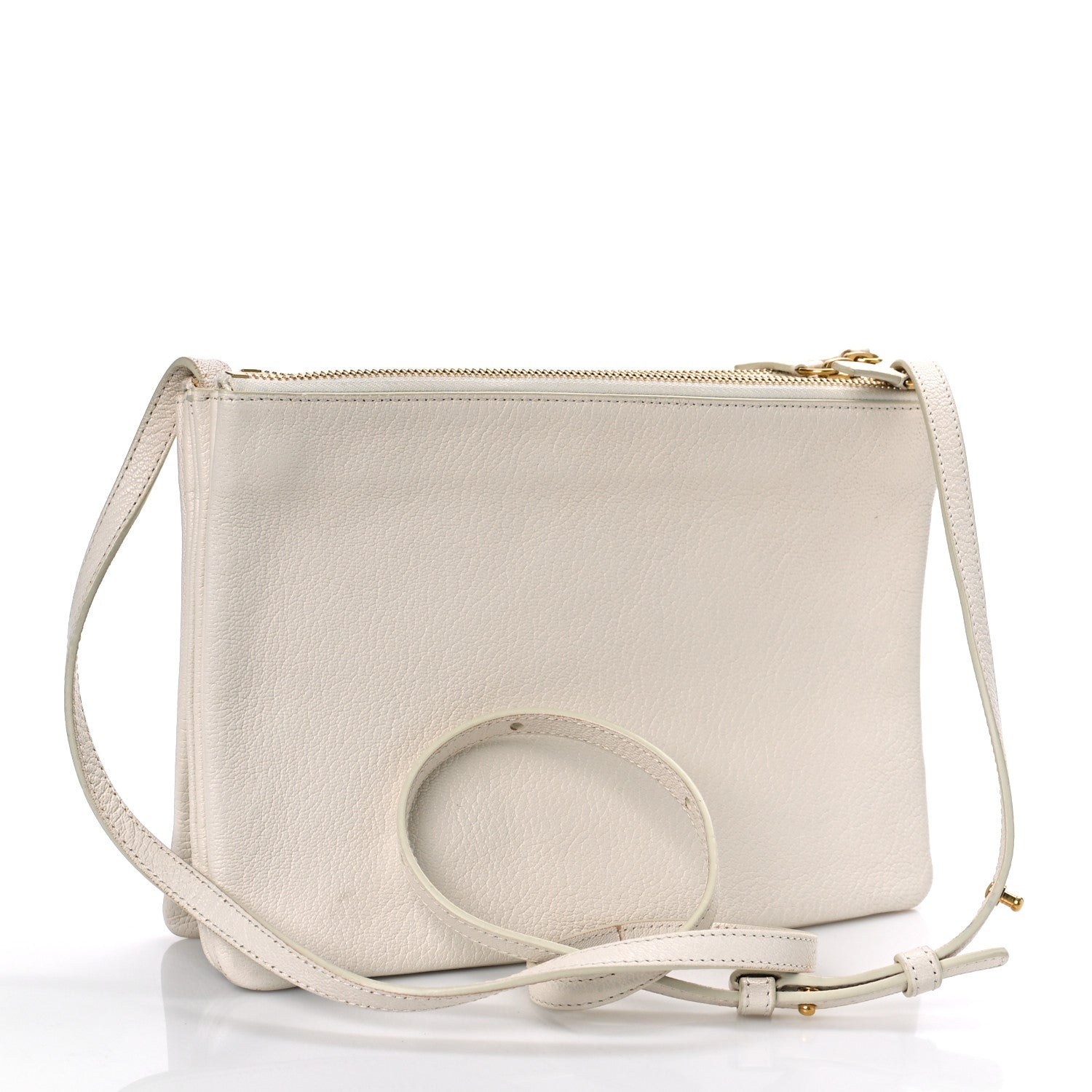 Celine Goatskin Large Trio Crossbody Bag White 3 of 14