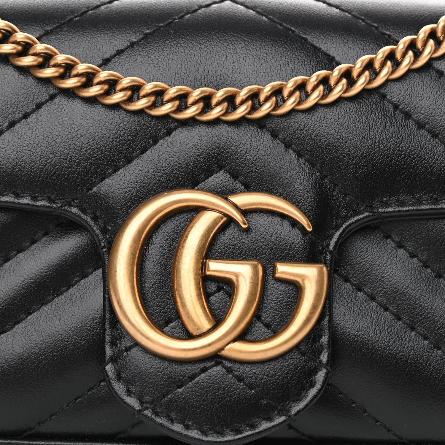 Gucci Calfskin Matelasse Super Mini GG Marmont Shoulder Bag Black 8 of 10
