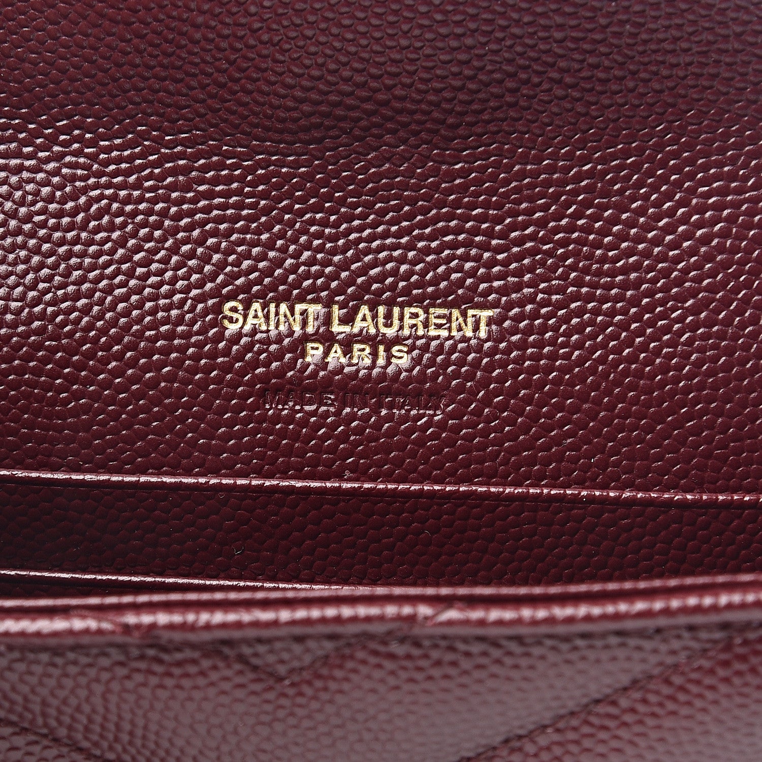 Saint Laurent Grain De Poudre Matelasse Chevron Small Monogram Envelope Wallet Bordeaux 5 of 6