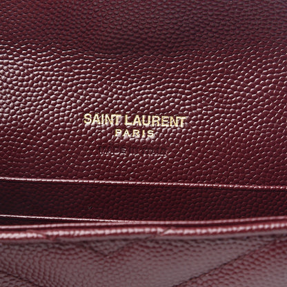 Saint Laurent Grain De Poudre Matelasse Chevron Small Monogram Envelope Wallet Bordeaux 5 of 6