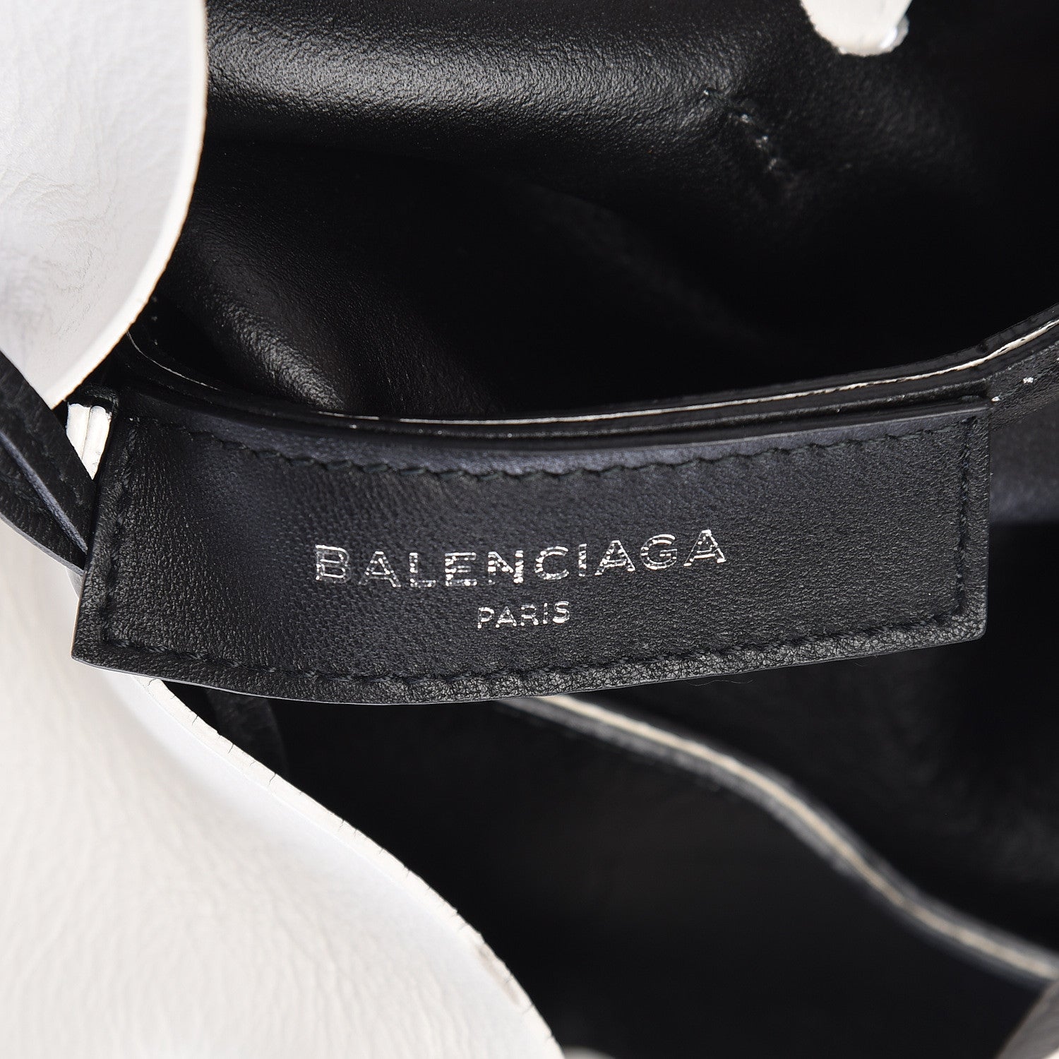 Balenciaga Calfskin Logo Strap Small Everyday Tote White Black 7 of 12