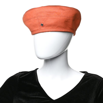 Hermes Denim Saint Honore Cliquetis Beret Hat 57 Orange Meranti 2 of 9