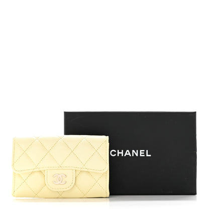Chanel Caviar Quilted Flap Card Holder Wallet Light Yellow 10 of 10
