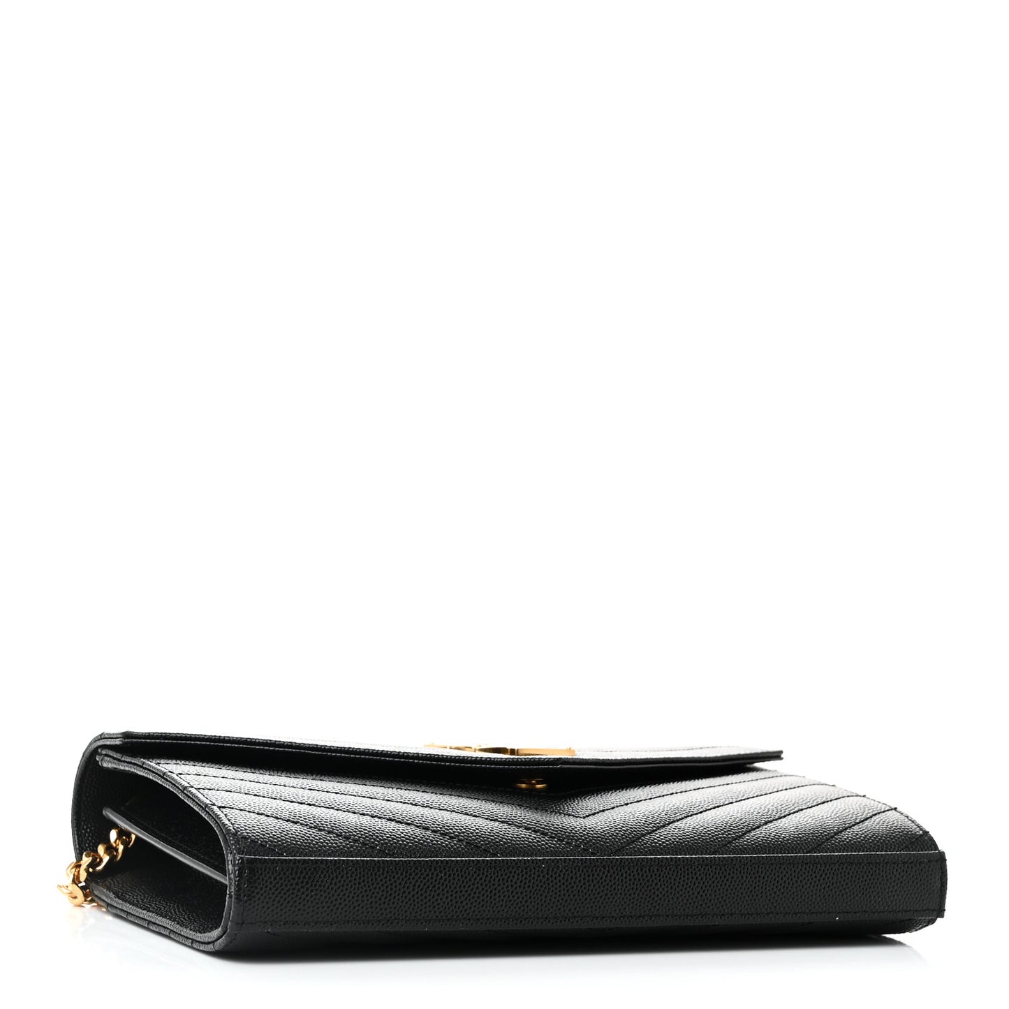 Grain De Poudre Matelasse Chevron Monogram Chain Wallet Black