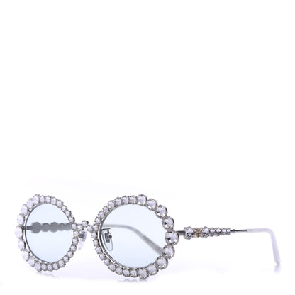 Gucci Crystal Oval Sunglasses GG0620S Silver 1 of 8