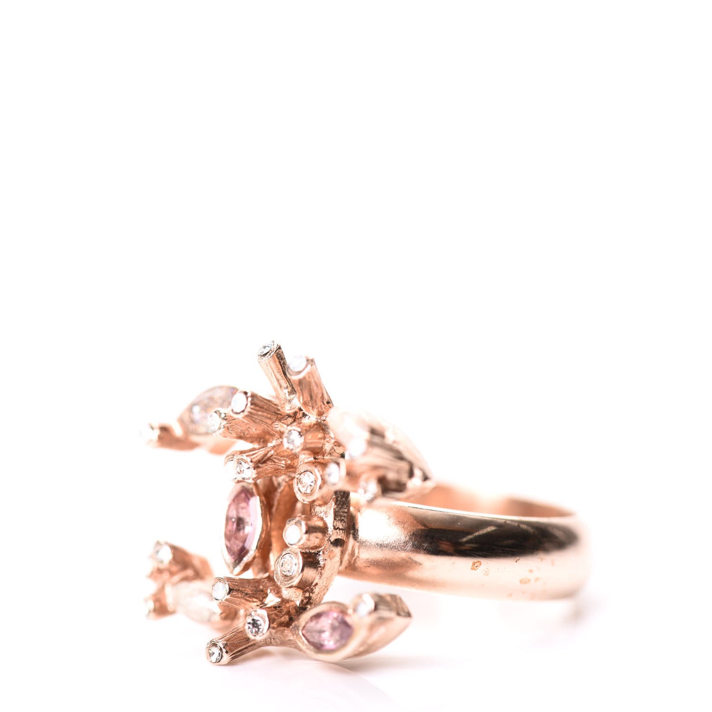 Crystal Marquise CC Logo Ring 6.75 Rose Gold