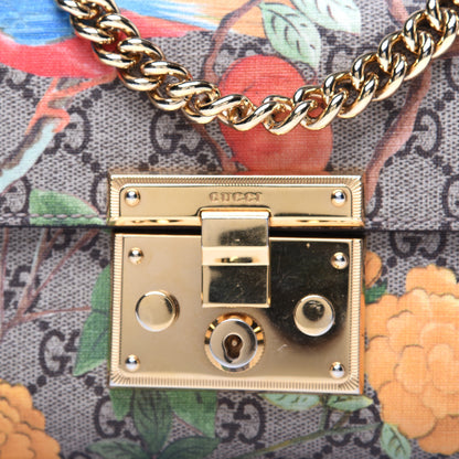 Gucci GG Supreme Monogram Tian Small Padlock Shoulder Bag Beige Multicolor New Acero 12 of 14