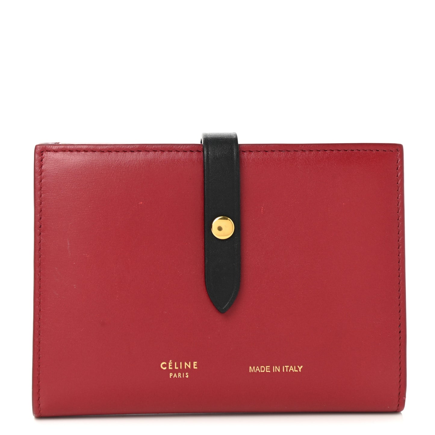 Smooth Calfskin Medium Multifunction Strap Wallet Coquelicot