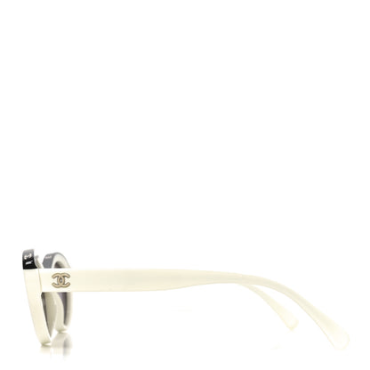 Chanel Acetate Oval Sunglasses 5416 White Black 3 of 7