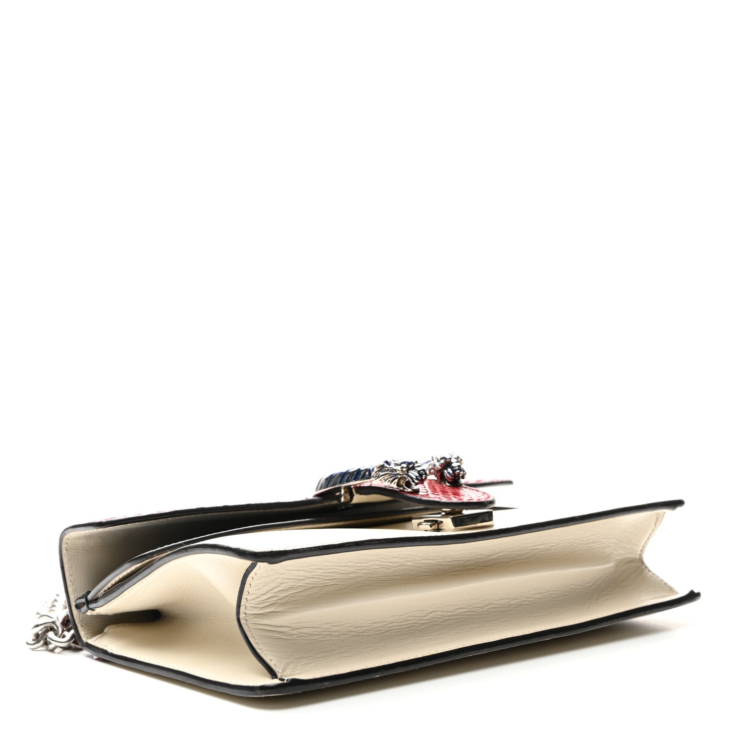Snakeskin Azalea Calfskin Enamel Small Dionysus Shoulder Bag Mystic White Hibiscus Red Black