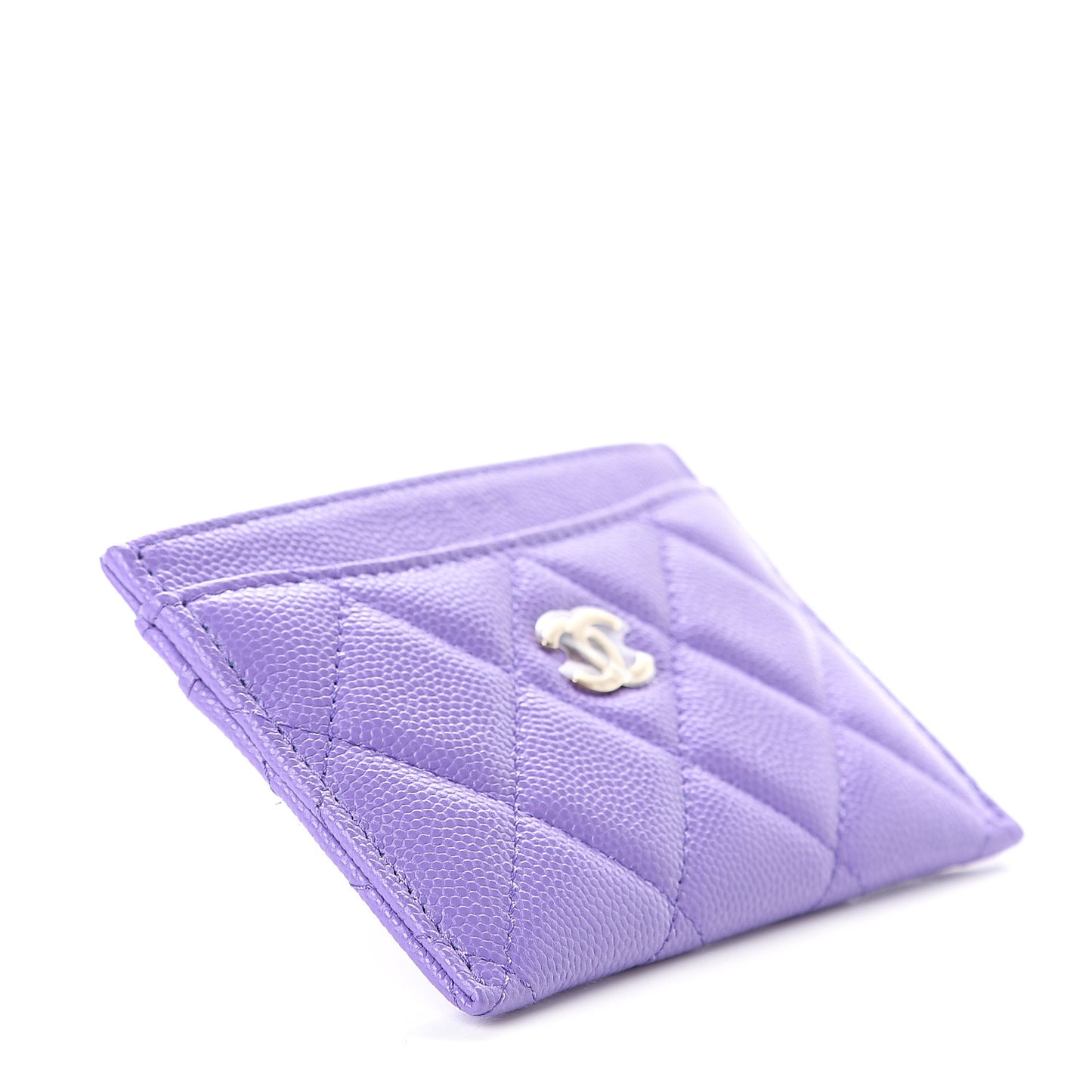 Caviar Quilted Card Holder Purple