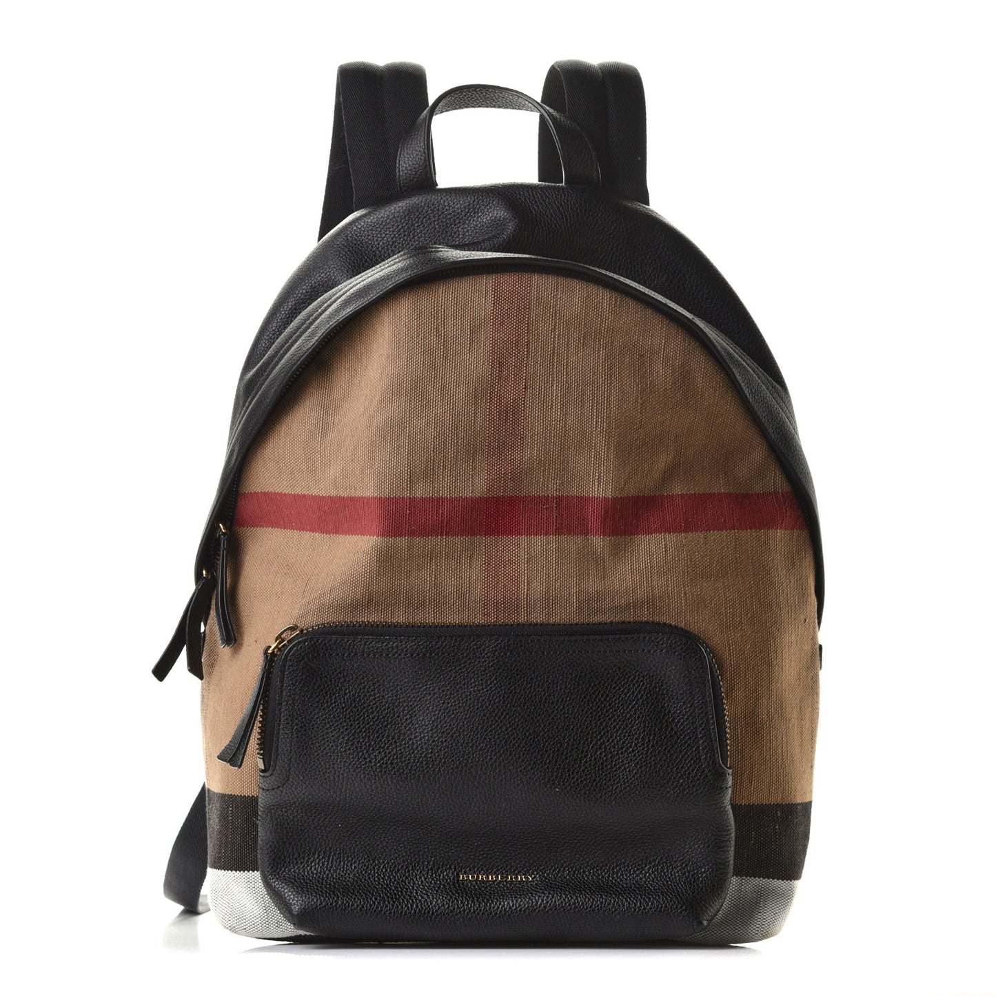 Mega Check Calfskin Abbeydale Simple Backpack Black Camel