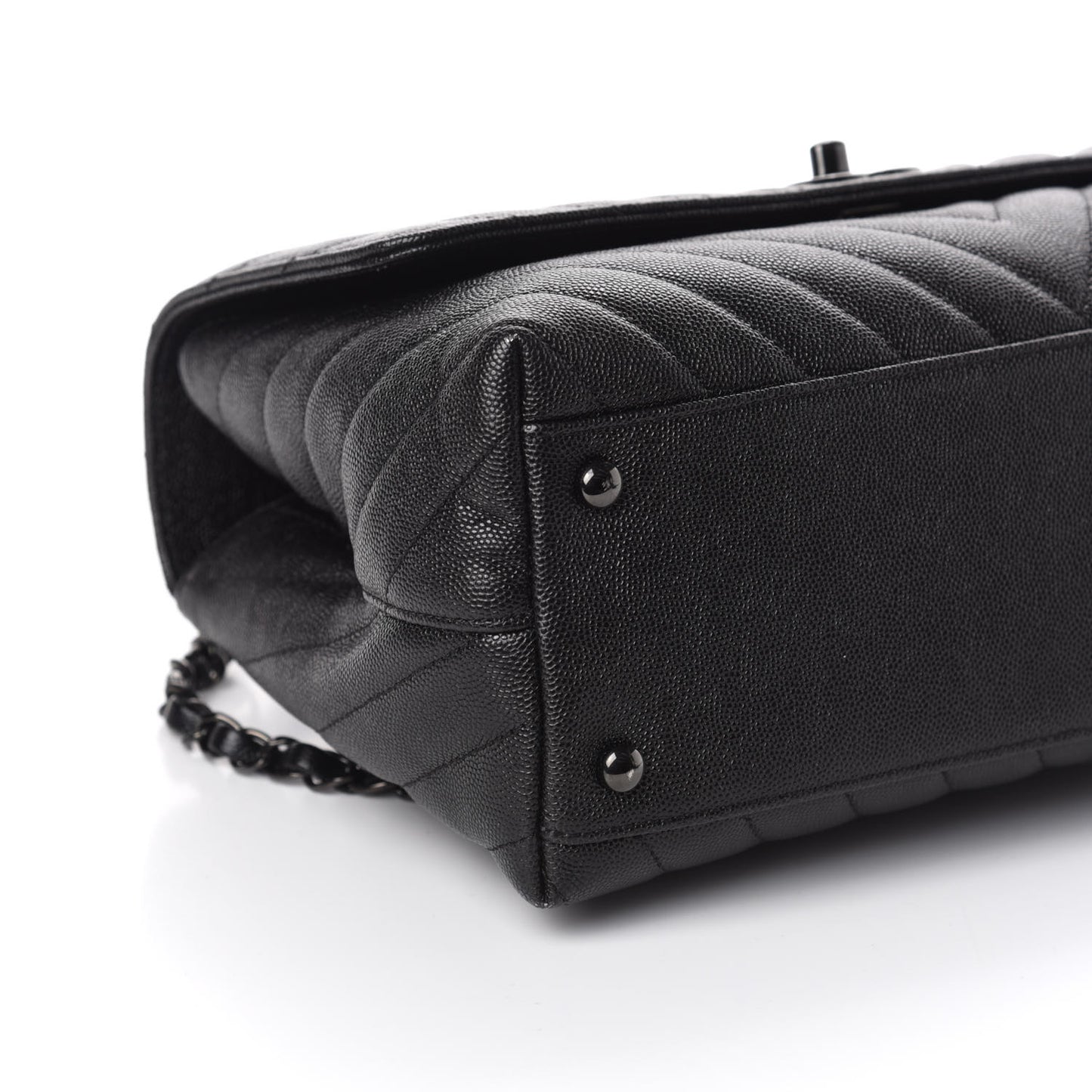 Caviar Chevron Quilted Small Coco Handle Flap So Black
