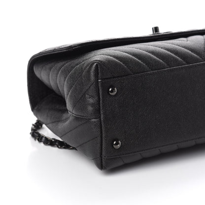 Chanel Caviar Chevron Quilted Small Coco Handle Flap So Black 9 of 10