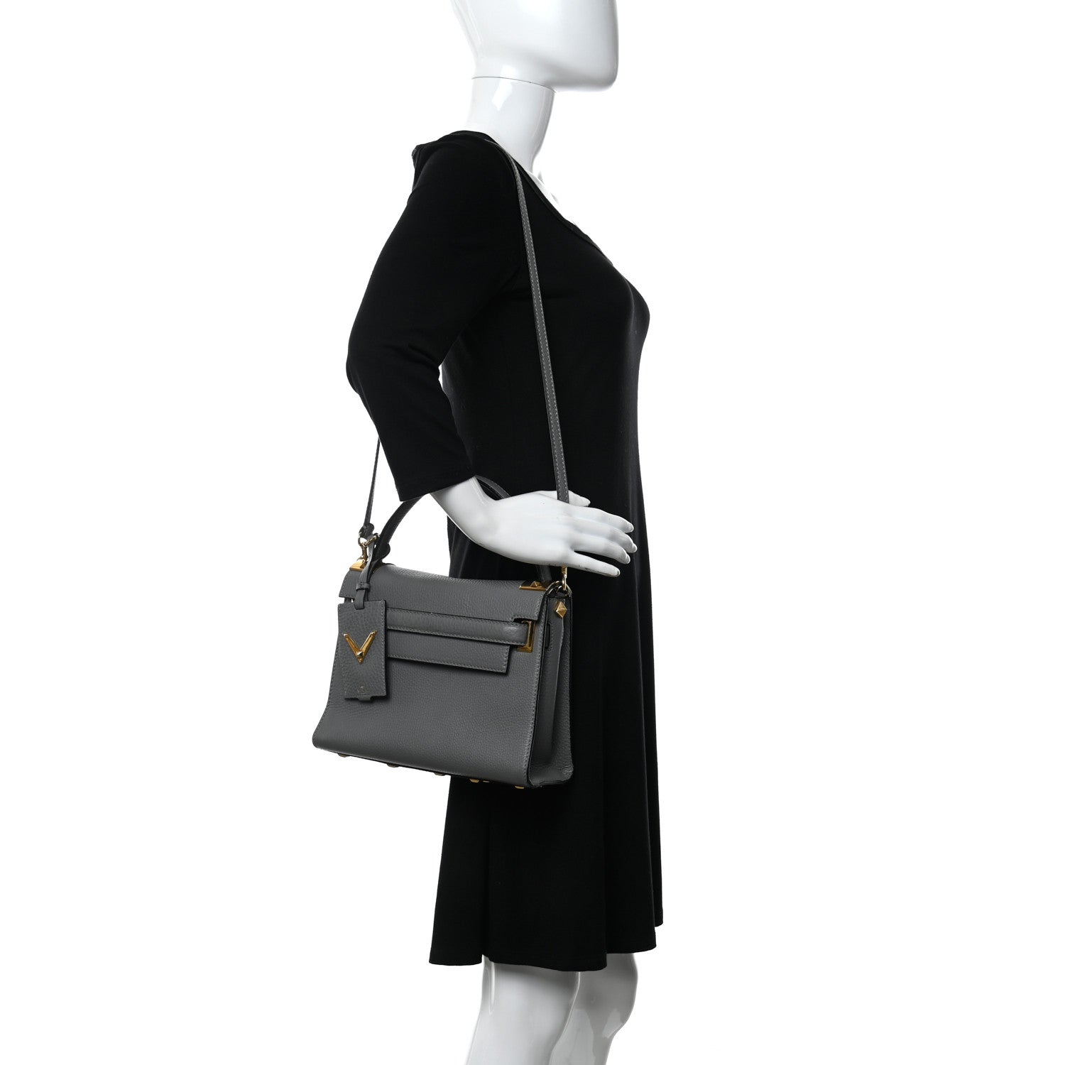 Valentino Garavani Grained Calfskin Small My Rockstud Frame Bag Gray 2 of 12