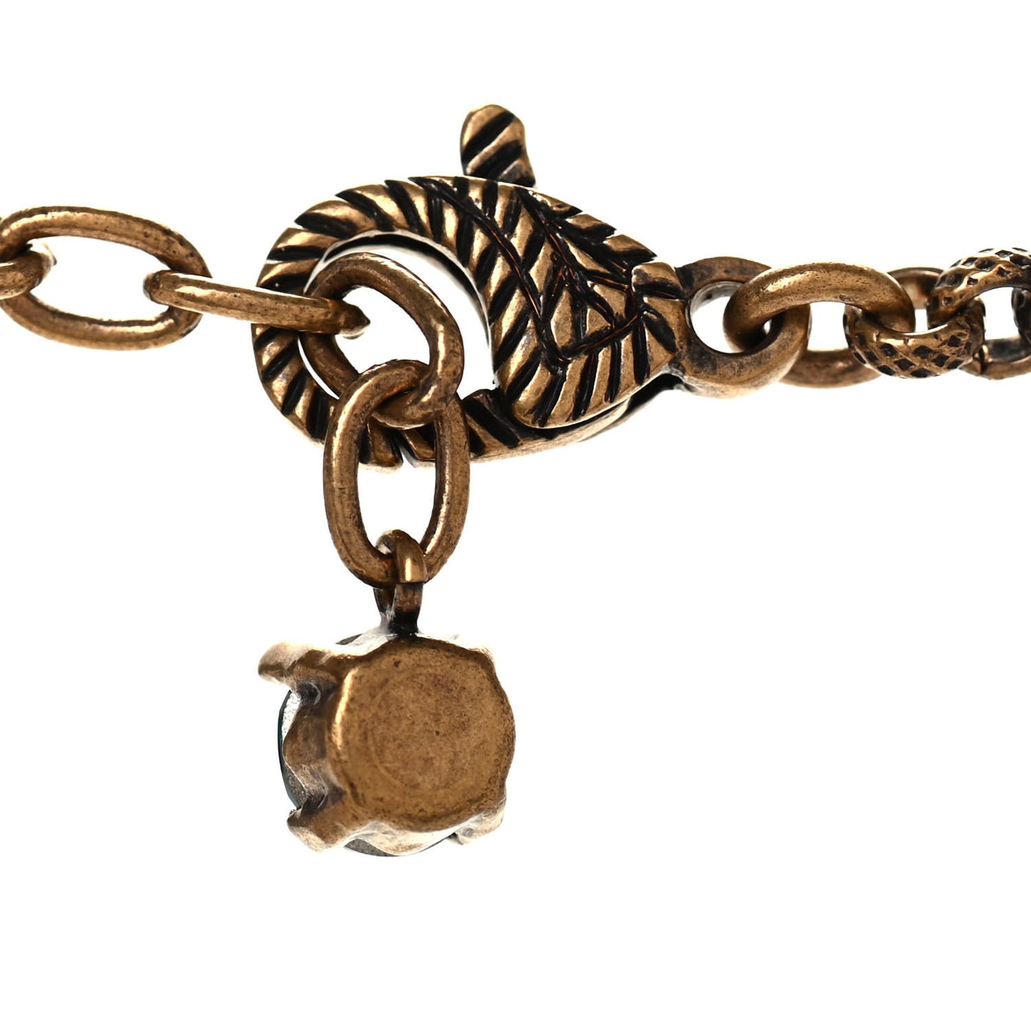 Crystal Embellished Double G Necklace Aged Gold Red