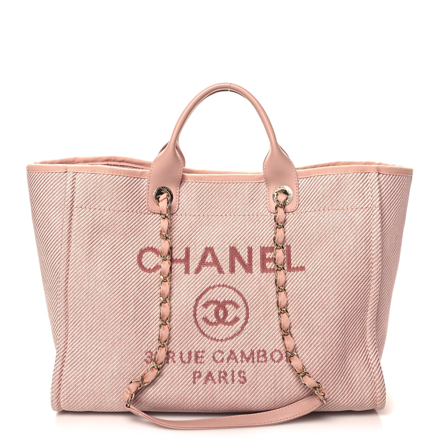 Mixed Fibers Calfskin Medium Deauville Tote Rose Pink