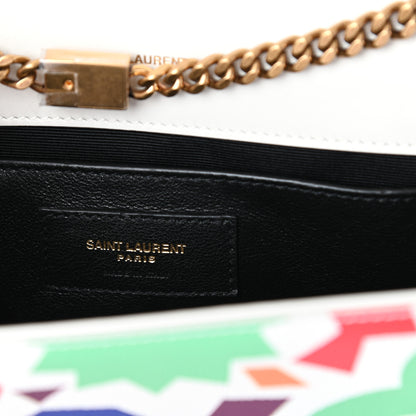 Saint Laurent Grain De Poudre Small Classic Monogram Shapes Print Kate Satchel White 6 of 8
