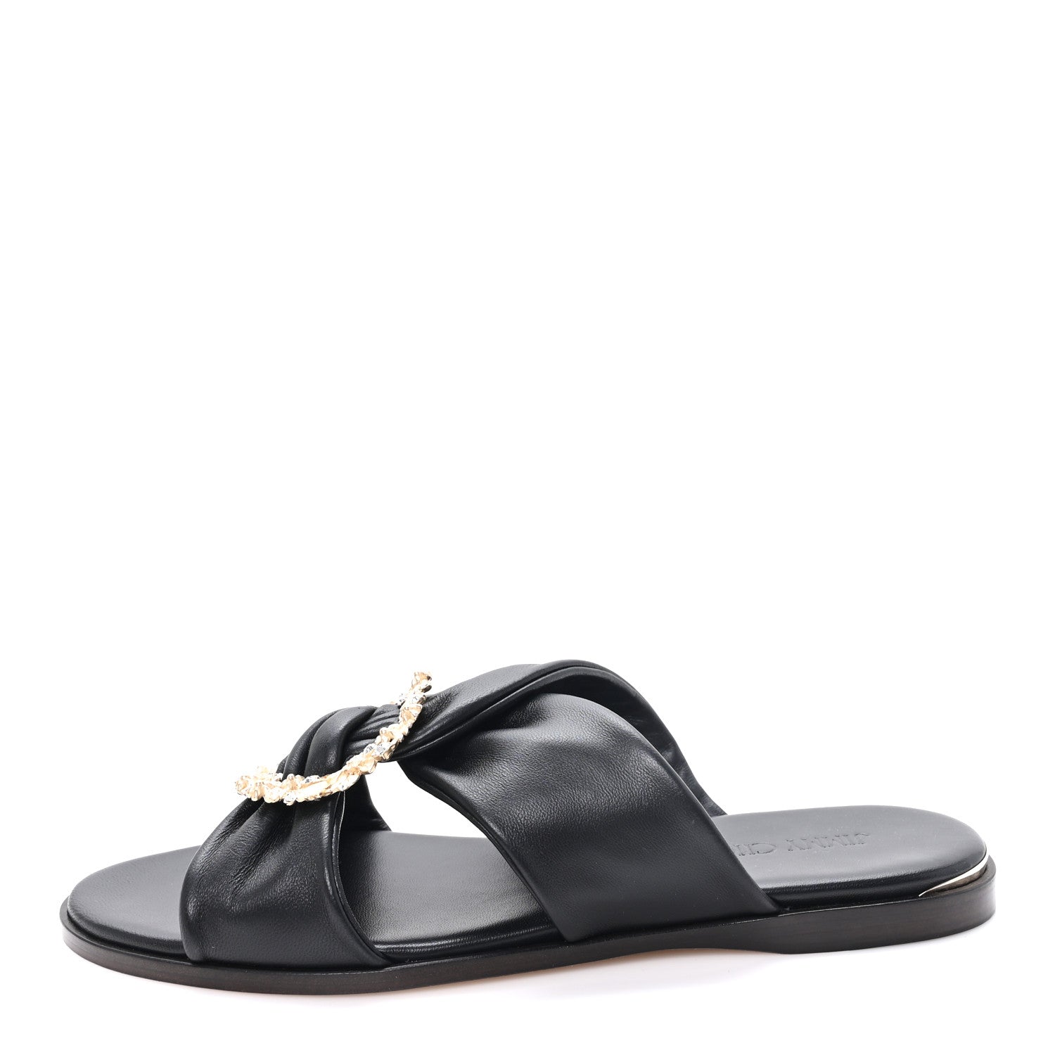 Jimmy Choo Crystal Nappa Neda Slide Sandals 39 Black 1 of 9