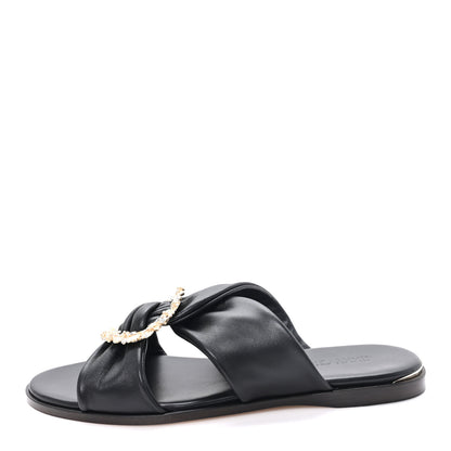 Jimmy Choo Crystal Nappa Neda Slide Sandals 39 Black 1 of 9