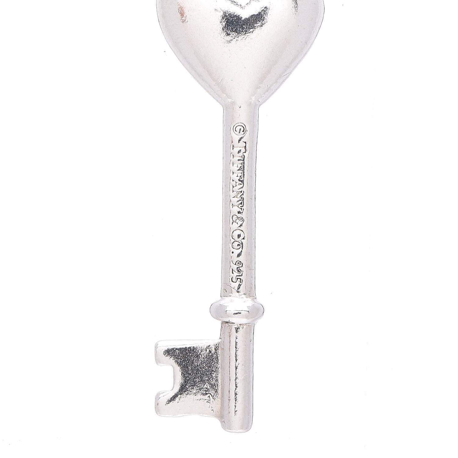Tiffany Sterling Silver Diamond Heart Key Pendant 3 of 4