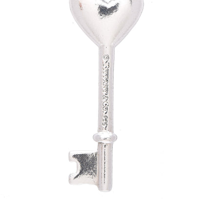 Tiffany Sterling Silver Diamond Heart Key Pendant 3 of 4