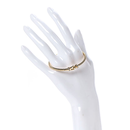 David Yurman 18K Yellow Gold Diamond 3.5mm Cable Buckle Bracelet 2 of 6