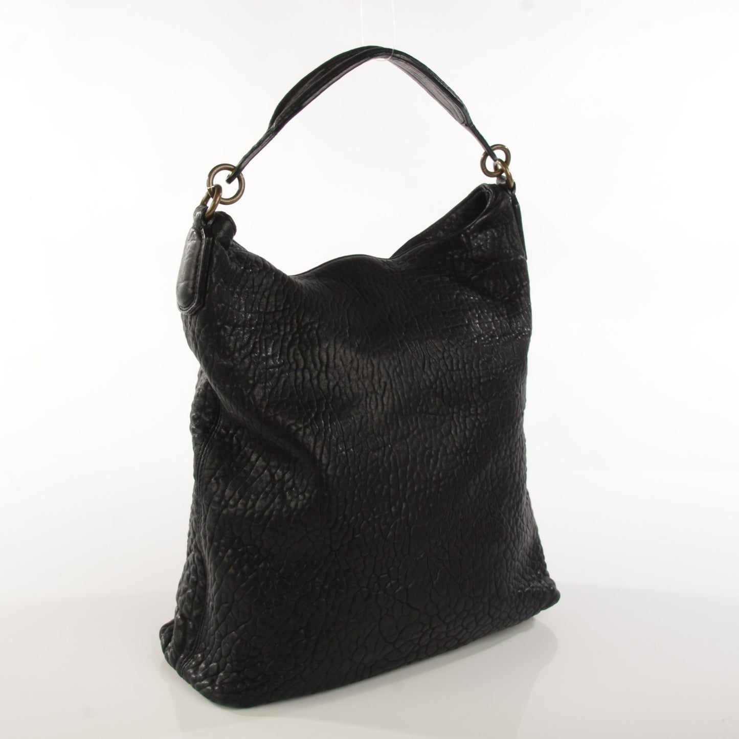 Pebbled Lambskin Darcy Hobo Black Pale Gold Hardware