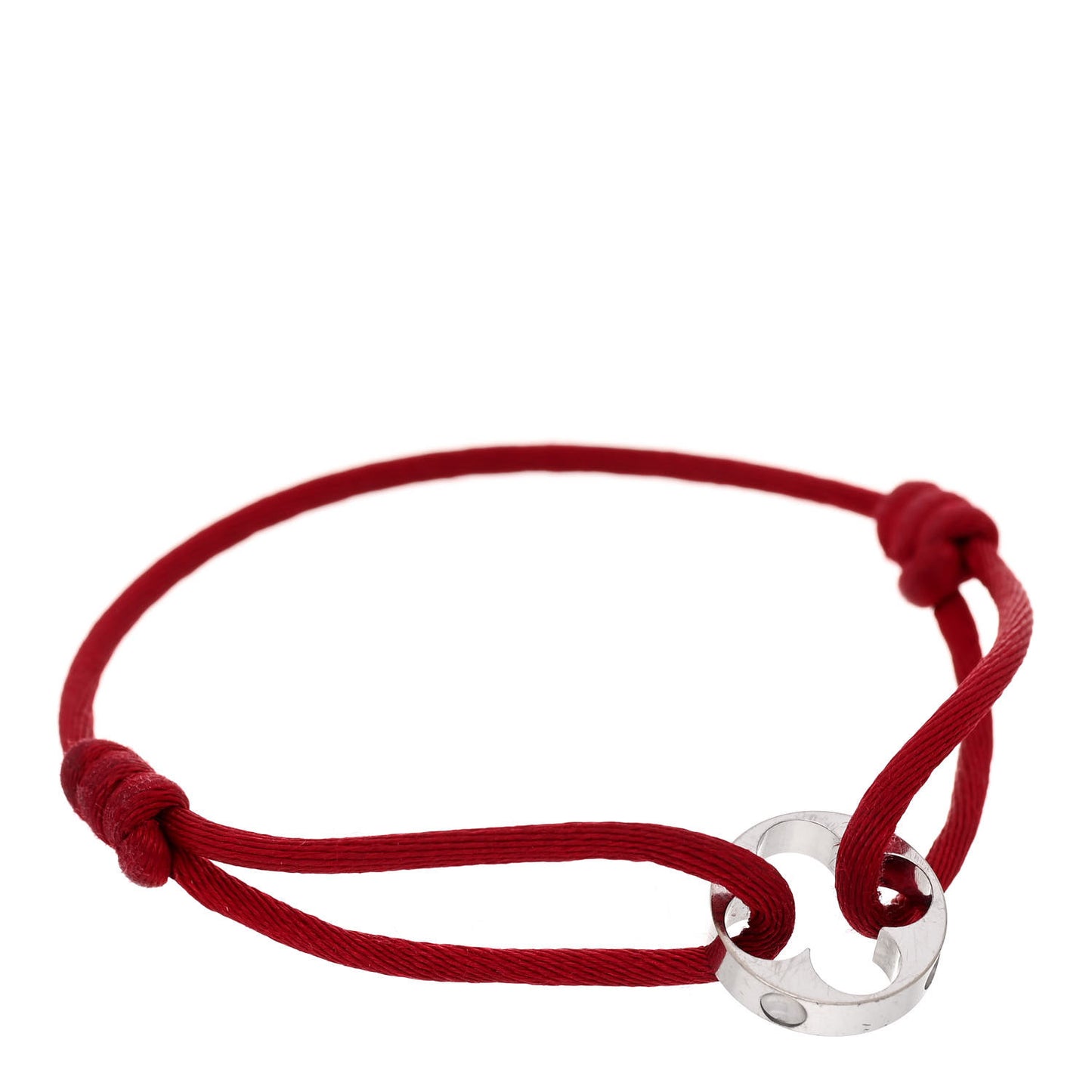 LOUIS VUITTON 18K White Gold Cord Empreinte Adjustable Bracelet Red