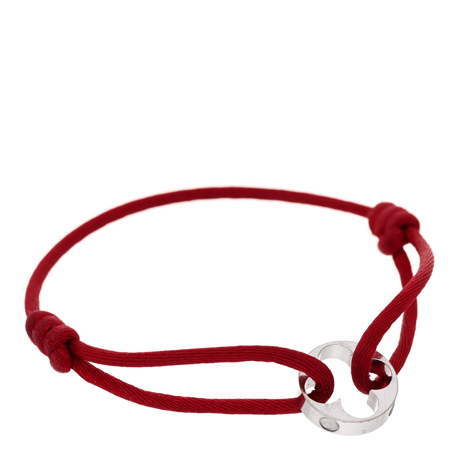 Louis Vuitton LOUIS VUITTON 18K White Gold Cord Empreinte Adjustable Bracelet Red 1 of 5