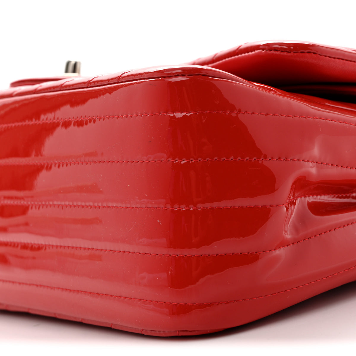 Chanel Patent Chevron Quilted Jumbo Double Flap Red 19 of 19