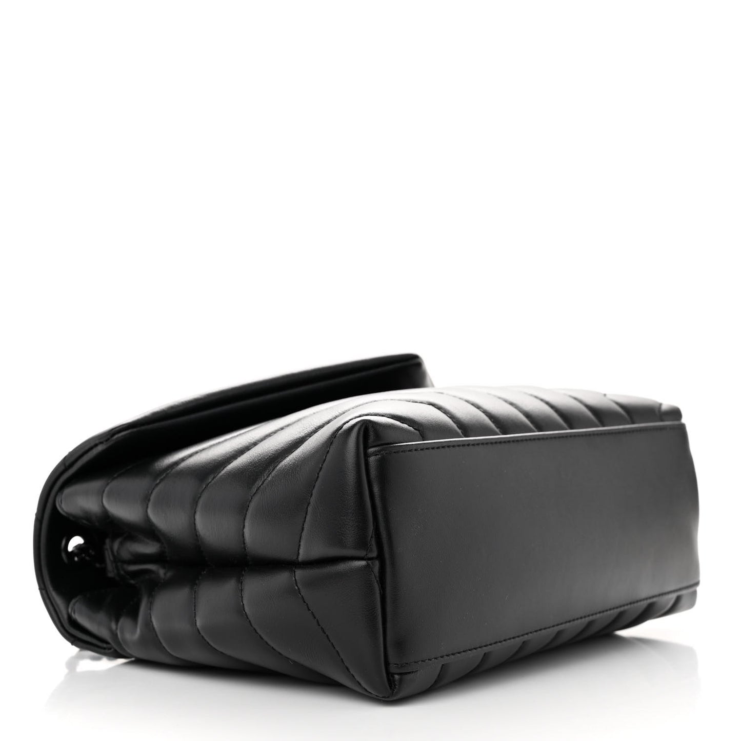 Calfskin Y Quilted Monogram Monochrome Small Loulou Chain Satchel Black