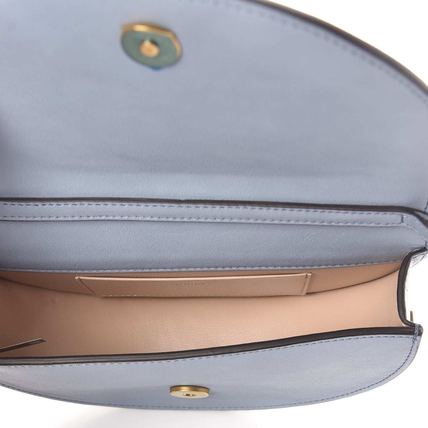 Calfskin Small Nile Bracelet Minaudiere Bag Washed Blue