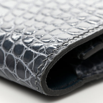 Hermes Shiny Alligator Constance Long Wallet Blue Jean 12 of 13