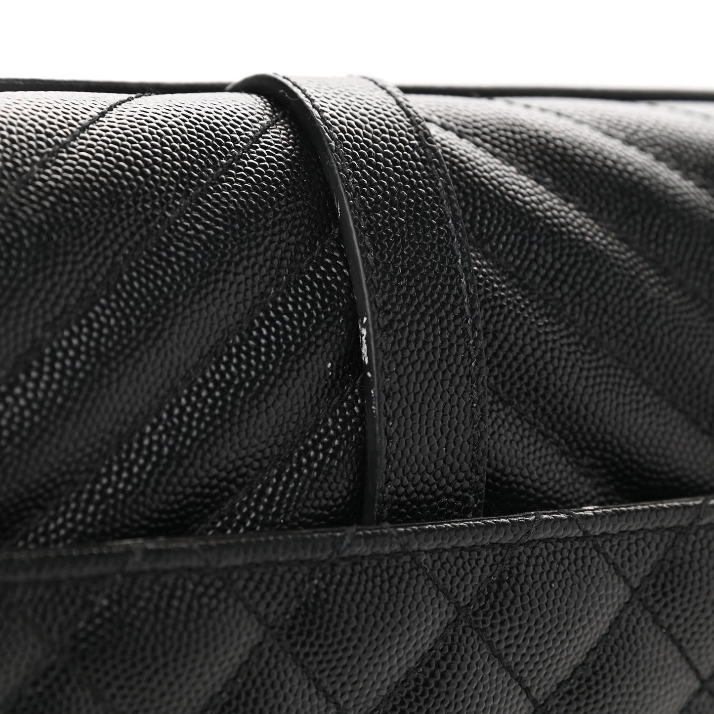 Grain De Poudre Textured Mixed Matelasse Large Triquilt Monogram Satchel Black