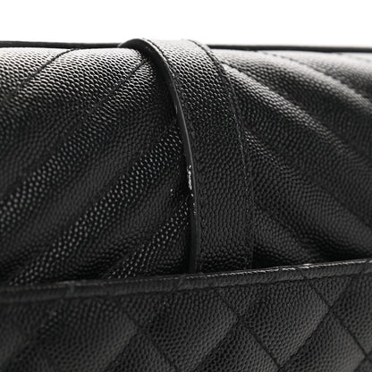 Saint Laurent Grain De Poudre Textured Mixed Matelasse Large Triquilt Monogram Satchel Black 11 of 12