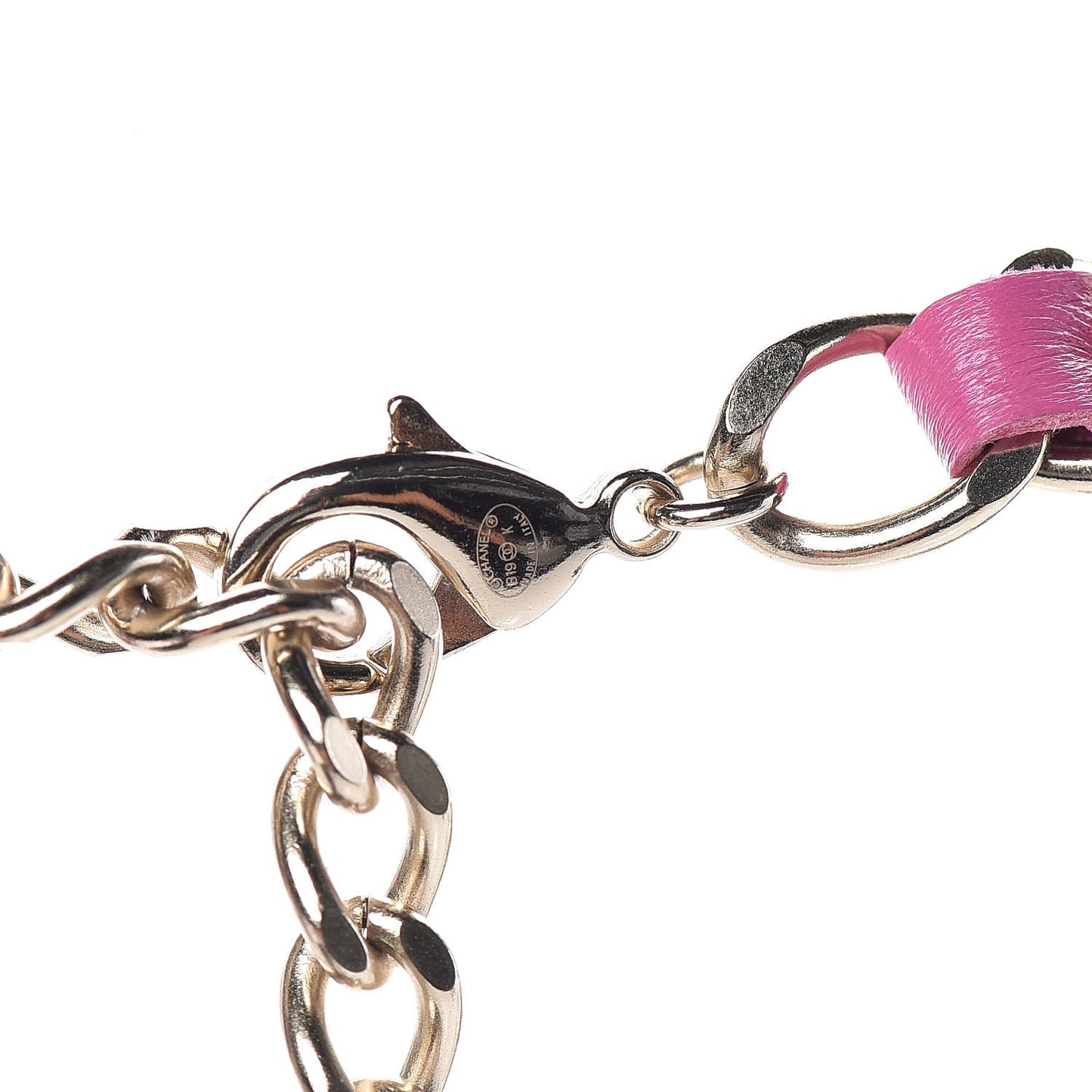Metal Lambskin Pearl Name Plate Choker Necklace Pink Gold