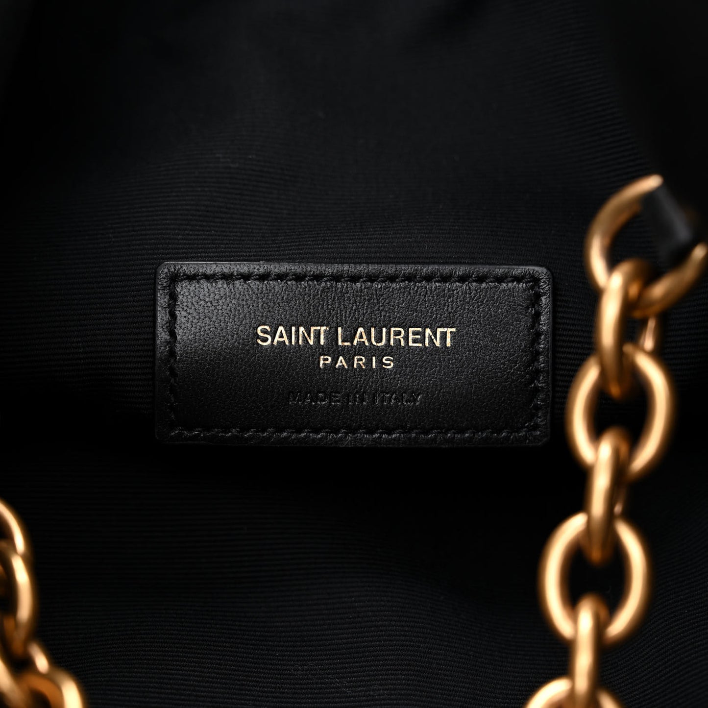 SAINT LAURENT Lambskin Quilted Le Maillon Bucket Bag Black