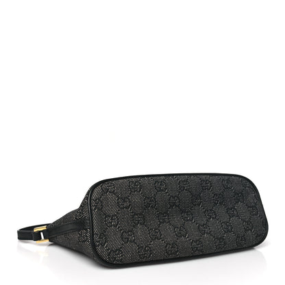 Gucci Denim Monogram Boat Pochette Black 4 of 11