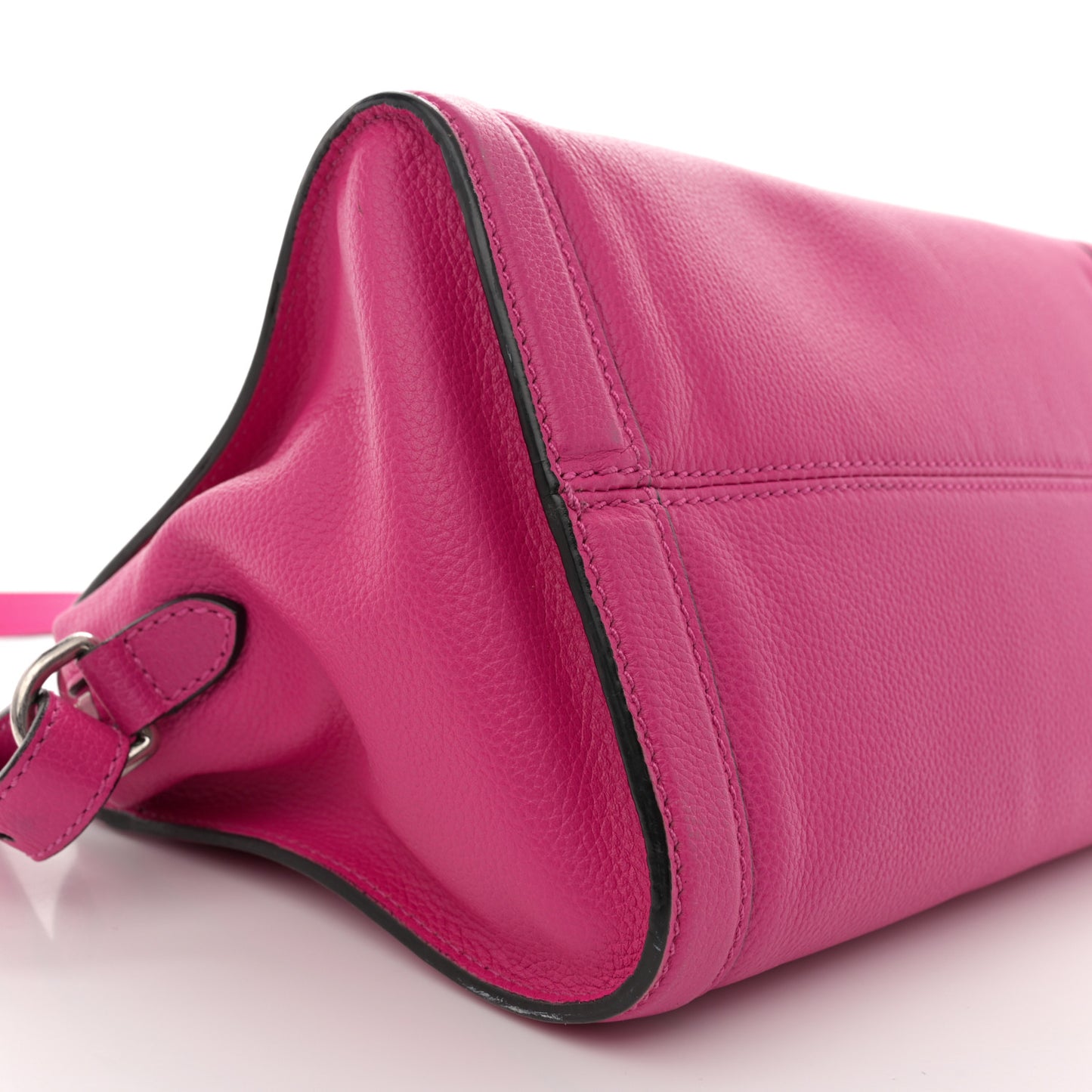 Pebbled Calfskin Small Skull Padlock Zip Around Tote Bouganville