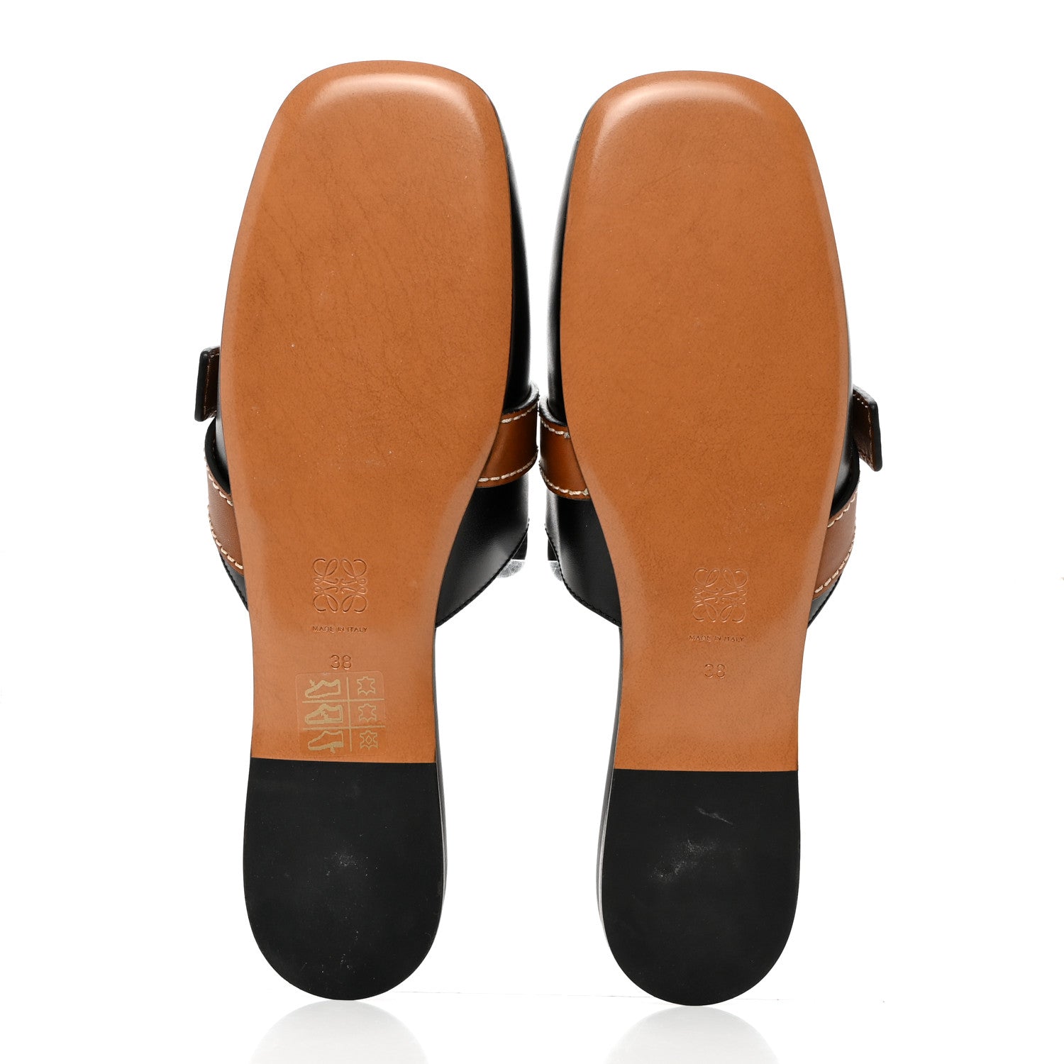 Loewe Calfskin Gate Mule Sandals 38 38 Black Tan 5 of 8