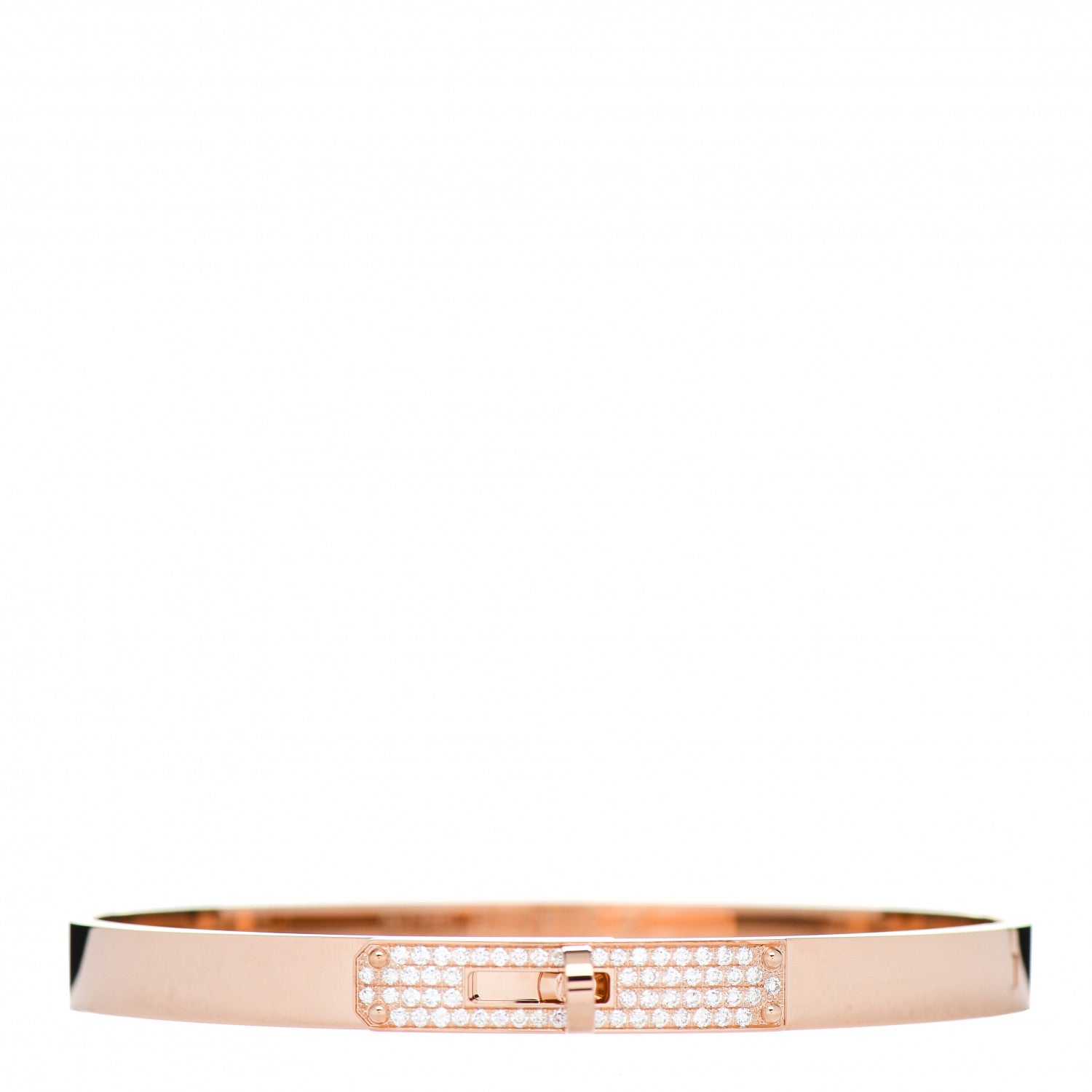Hermes 18K Rose Gold Diamond PM Kelly Pave Bracelet ST 1 of 5