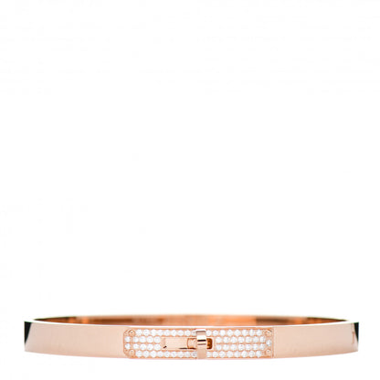 Hermes 18K Rose Gold Diamond PM Kelly Pave Bracelet ST 1 of 5