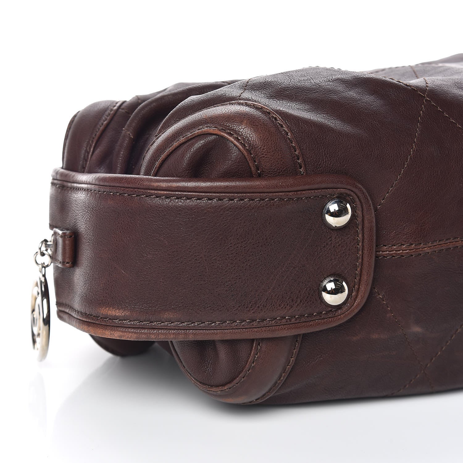 Chanel Calfskin Stitched Outdoor Ligne Bowler Brown 8 of 9