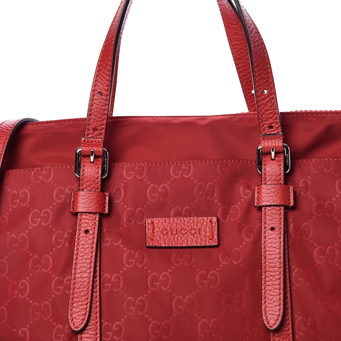 Nylon Monogram Dollar Calfskin Tote Vibrant Red