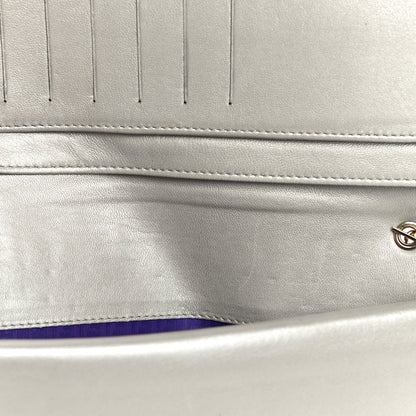 Fendi Metallic Nappa Logo Embossed Long Wallet On Chain Silver 16 of 26