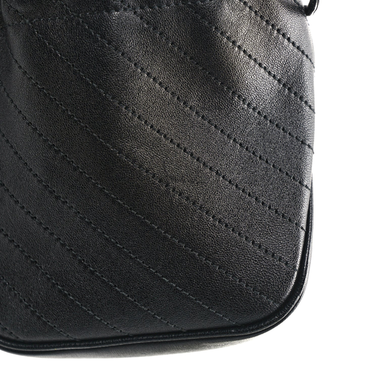 Sakai Be Green Calfskin Diagonal Stitched Mini Blondie Bucket Bag Black