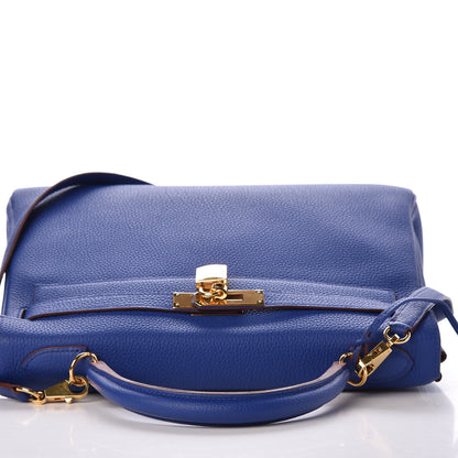 Hermes Togo Horseshoe Kelly Retourne 32 Bleu Electrique Rouge H 40 of 40
